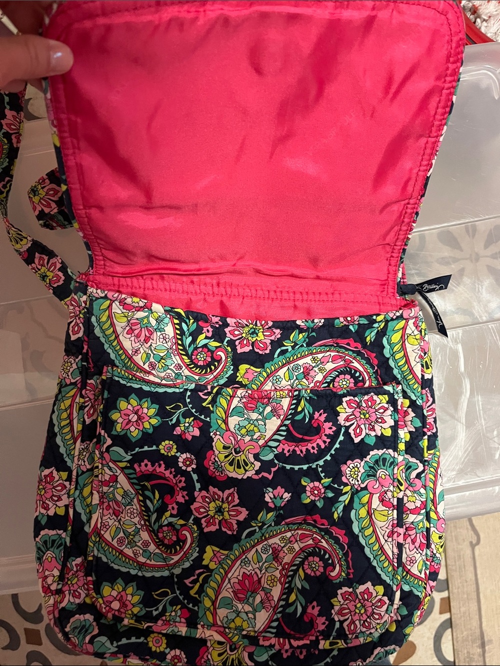 Vera Bradley Floral Quilted Crossbody in Navy, Pink & Teal - Picture 3 of 8